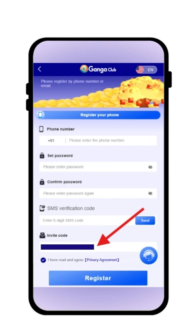 Enter invite code to register
