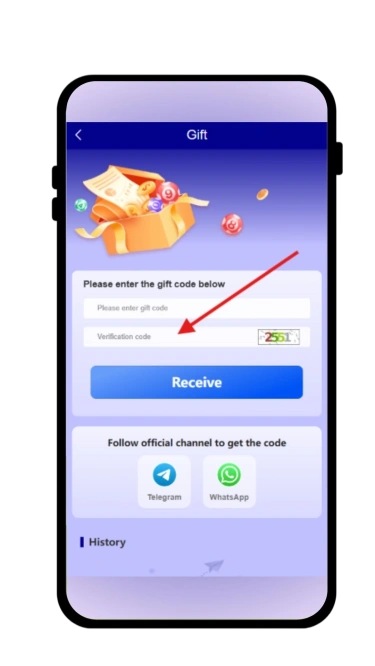 enter verification code to redeem gift code