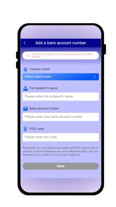 enter your details to withdraw